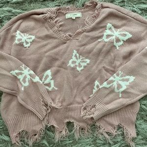 Pink cropped sweater